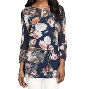 BROOKS BROTHERS Floral Silk Sheer Top Size Small